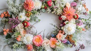 缤纷多彩鲜花花环装饰