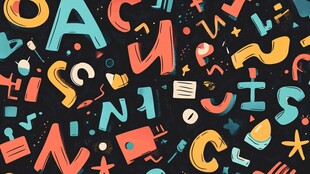 多彩手绘字母与图案背景