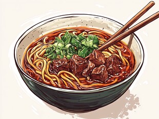 美味红烧牛肉面插画