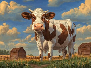 田园奶牛图