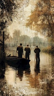 河畔垂钓者的静谧时光