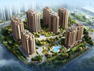 高端住宅小区鸟瞰图