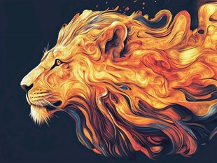 火焰雄狮 艺术风格插画