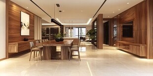 现代简约风木质客厅餐厅