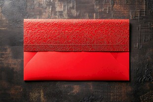 红色花纹精美信封展示