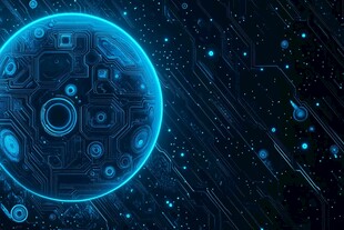 科技感蓝色星球电路背景图