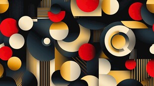 几何抽象图案 撞色设计风