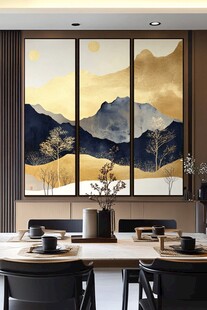 新中式餐厅的山水艺术背景