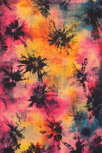 彩色扎染风抽象花卉图案