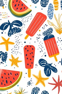 夏日清凉元素图案设计