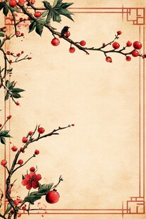 中式古风红梅装饰背景图