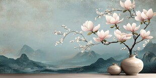 中式雅韵 玉兰花瓶山水景