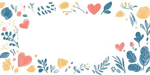 花卉爱心边框装饰图案