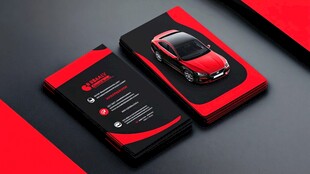 红色汽车主题创意名片设计