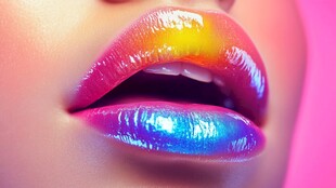 炫彩幻色唇妆特写