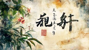 中式书法花卉装饰画