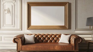 奢华复古风客厅沙发与画框