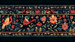 传统花鸟刺绣纹样图案