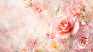 浪漫粉色玫瑰花梦幻背景