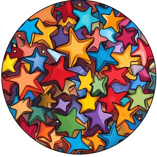 多彩星星圆形图案集合