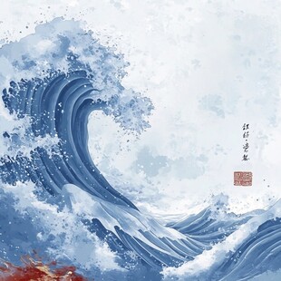 水墨海浪图