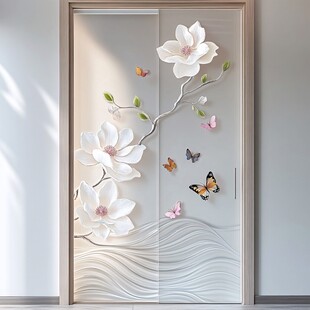 玉兰花蝴蝶装饰移门