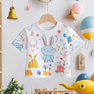 可爱卡通印花儿童短袖T恤