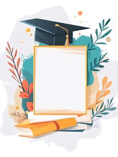 毕业主题空白相框插画