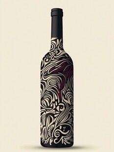 艺术花纹葡萄酒瓶设计