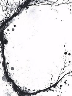 水墨树枝边框创意背景图