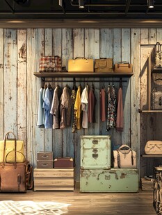 复古风服饰包包陈列空间