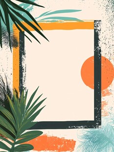 热带植物边框背景插画