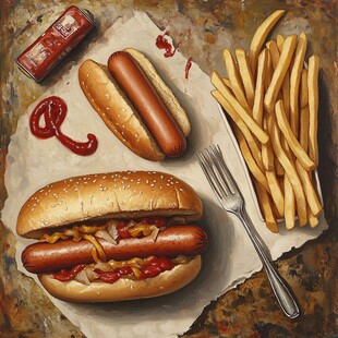 美味热狗薯条套餐