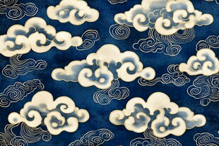 中式蓝底祥云图案纹理