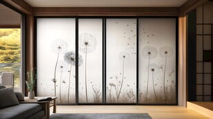 蒲公英图案的日式移门设计
