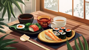 窗边精致日式寿司料理