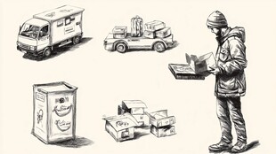 快递员与配送工具及包裹