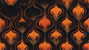 复古橙黑几何波浪花纹图案