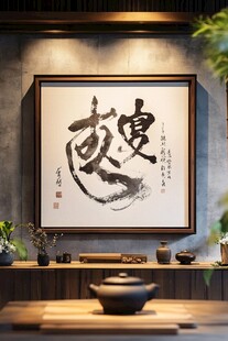 中式茶室中的书法装饰画