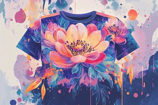 花卉涂鸦风创意T恤设计