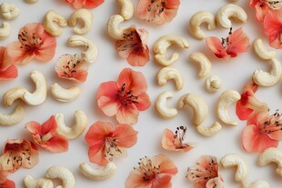 腰果与花朵的美丽组合