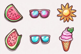 夏日元素贴纸组合