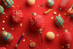 喜庆中式春节装饰元素图