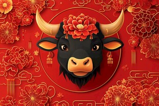 牛年贺岁 喜庆牛头插画