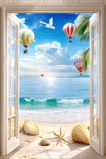推开窗遇见梦幻海滨风景