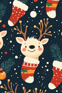 圣诞驯鹿袜子图案设计