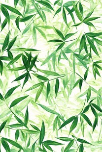 清新竹叶水彩无缝图案