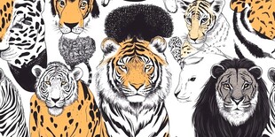 群兽汇聚的野性动物图案