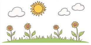 夏日草地向日葵插画
