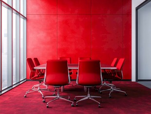 红色会议室的现代办公场景